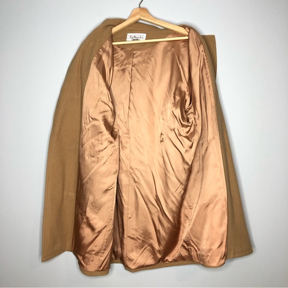 Talbots Camel Duffle Long Coat 100% Wool Removable Hooded Toggle Overcoat Jacket - Picture 13 of 16